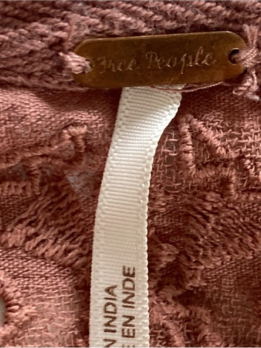 Free People Parisian nights Lace-Trim V-Neck Bell Sleeve Top women’s large mauve